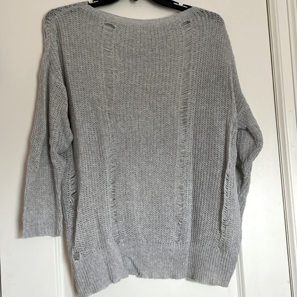 MakeMeChic Drop Shoulder Ripped Oversized Sweater - Picture 2 of 4